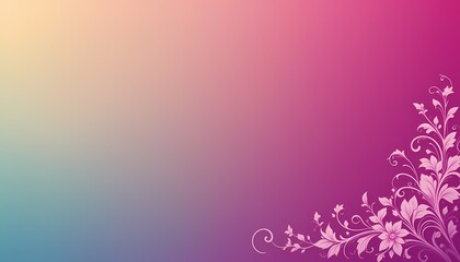 Floral Design Background, Pastel floral corner design on gradient background
