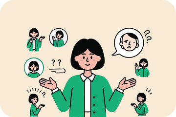 Illustrated Figures Showcasing Gestures and Expressions to Explore Non-Verbal Communication and Emotional Insights