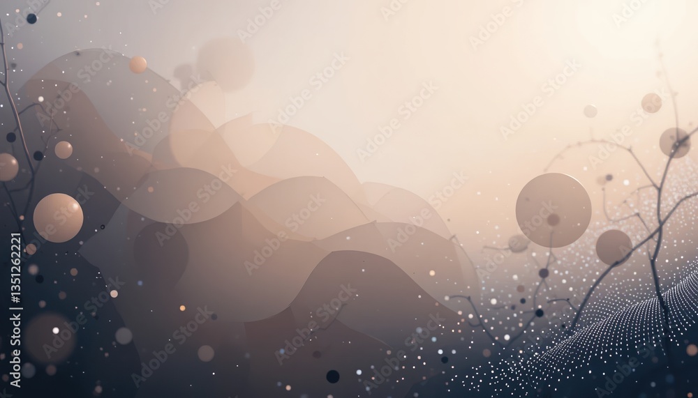 Poster abstract action of colorful circles and waves digital art modern design ethereal environment bird's 