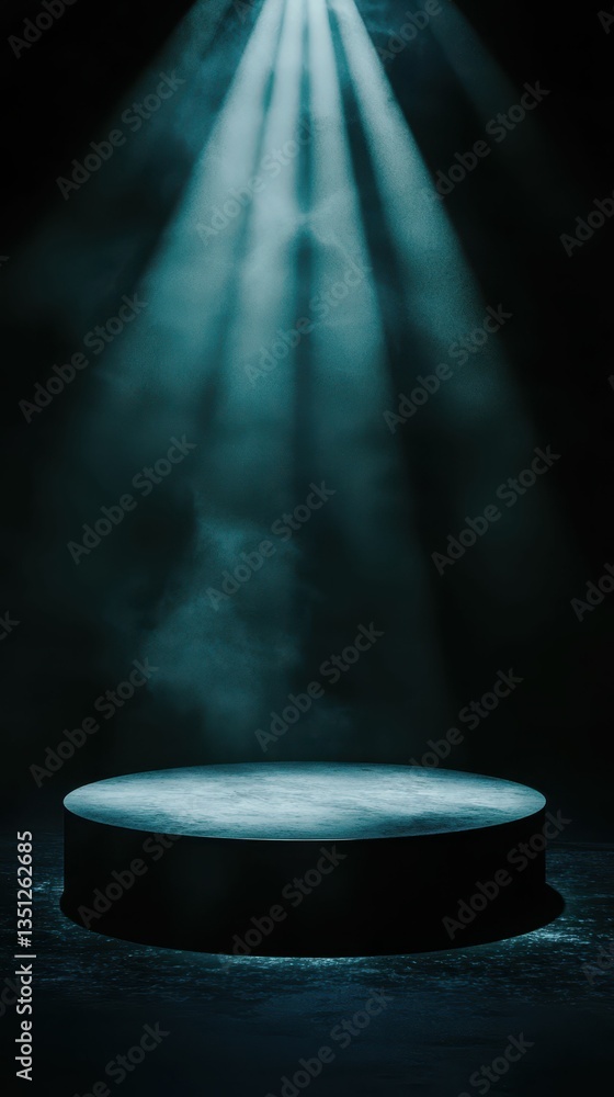 Aufkleber moody stage podium with dynamic shadows and empty scene atmosphere