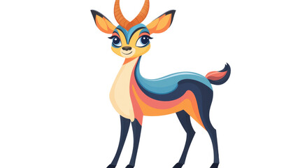 Fototapeta premium adorable cartoon antelope standing on white background