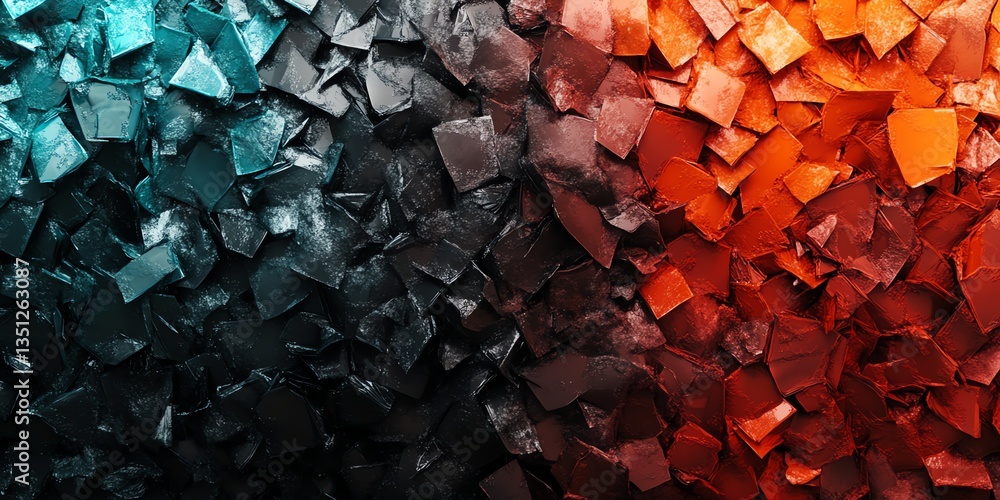 Poster abstract cubes background with striking blue and red color gradient