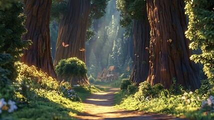 Obraz premium Magical morning light in ancient grove images