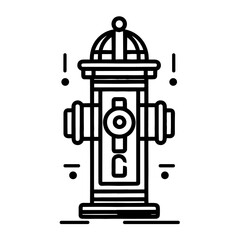 Detailed line art illustration of a fire hydrant, black on white, ideal for icons, symbols, and graphic designs.