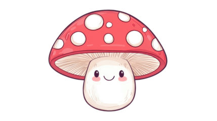 adorable kawaii mushroom illustration on white background