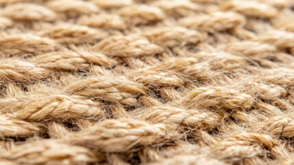 Fototapeta premium Close-Up of Tan Woven Rope Texture