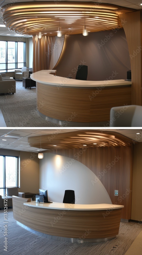 Poster sleek modern office space with streamlined forms and design elements