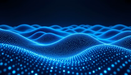 Abstract Blue Digital Wave Background, Glowing blue digital wave pattern. Technology, data, and futuristic concept.