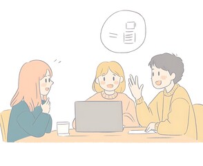 Fototapeta premium A group meeting with remote team members in an online video conference, remote work, freelancing concept