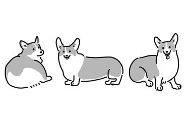 コーギーのイラストセット
