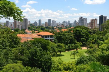 Fototapeta premium Explore a sprawling urban park, where nature and tranquility blend seamlessly in the heart of the city.