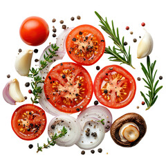 Fresh Tomatoes Onions Garlic Herbs Spices Mushroom Pizza Ingredients