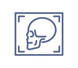 Outline medical equipment, modern technology for diagnosis of various disease, lineart pictogram, simple linear flat vector illustration isolated on white background.