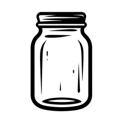 Retro style black and white mason jar illustration, perfect for vintage designs and graphic elements.