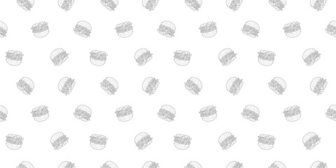 doodle burger pattern background. doodle fast food burger seamless pattern background. seamless pattern of burger in doodle style. Seamless Pattern of a Cheese Burger or Hamburger. hamburger pattern.