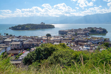 Famous Dali old town and and Erhai lake in Yunnan, China