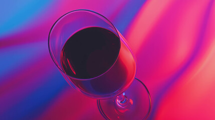 Elegant wine glass against vibrant colorful background for design and decor inspiration
