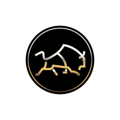 Gold premium bull concept logo vector graphic monogram icon vector template, byson logo design emblem