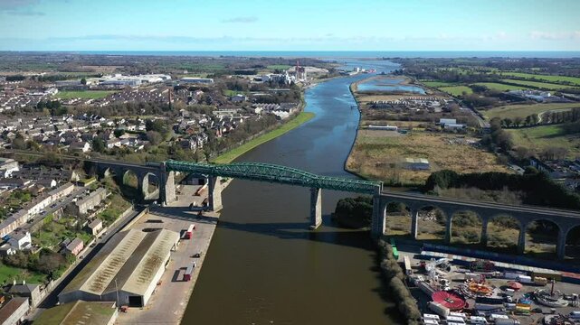 Nice Flight Over Drogheda Viaduct, Boyne River County Louth, Republic of Ireland
