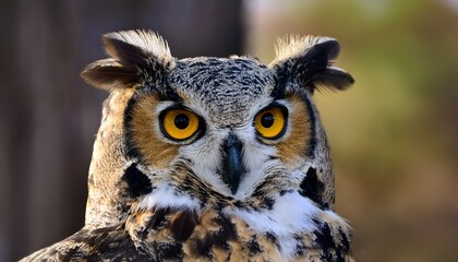 Obraz premium the first-rate horned owl bubo virginianus also known as the tiger owl is native fowl to the americas