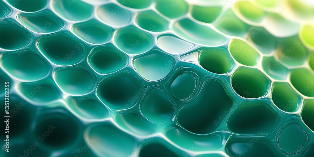 Poster abstract honeycomb pattern with teal and green gradient close-up