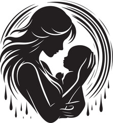 Mother and Son Silhouette Vector Bundle
