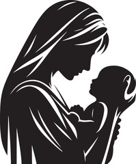 Mother and Son Silhouette Vector Bundle
