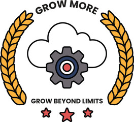 Illustration in the concept of clouds and gears in a line drawing style