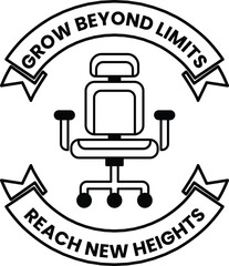 chair with a banner that says Grow Beyond Limits