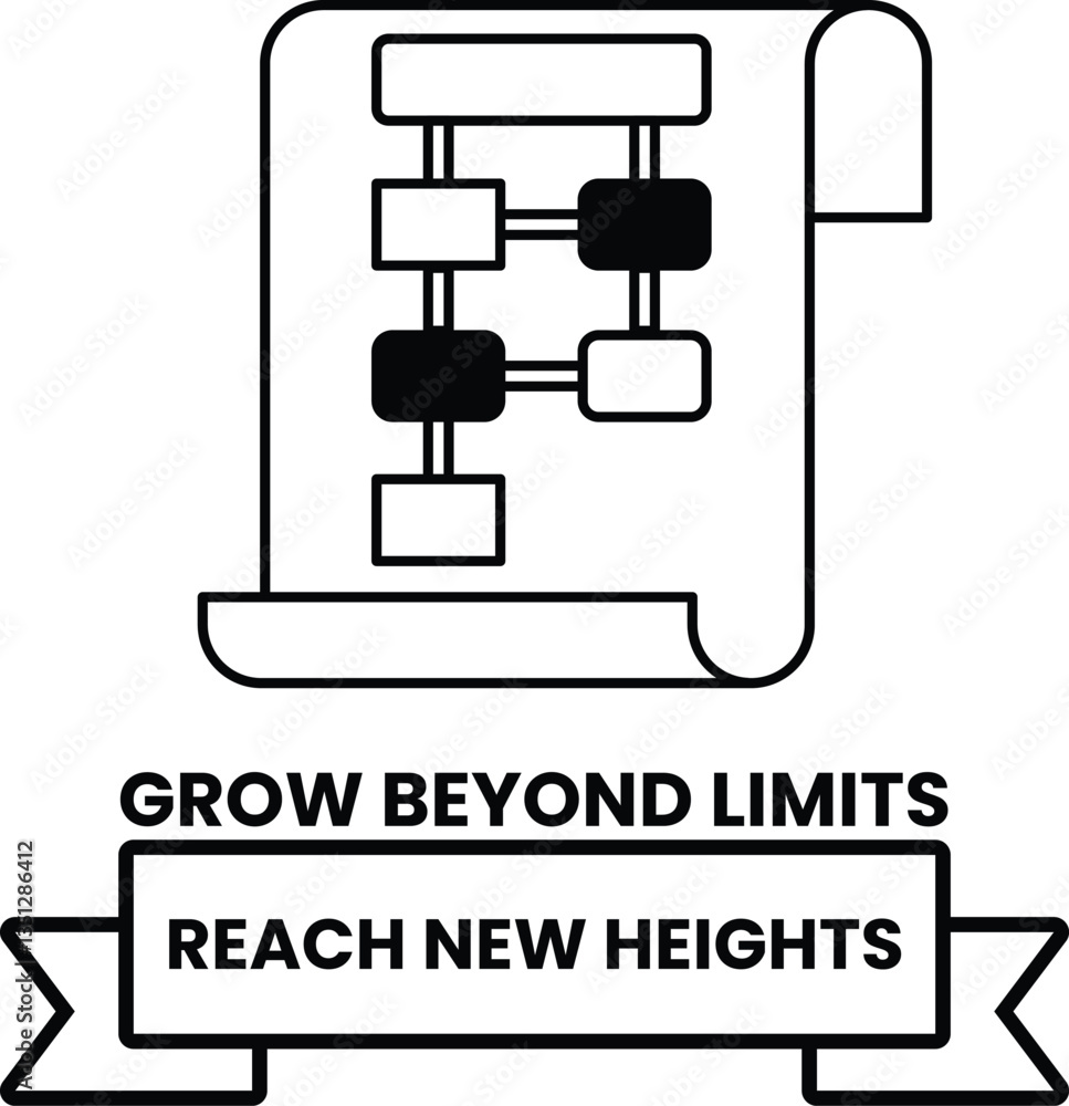 Poster a flow chart with a ribbon around it that says grow beyond limits