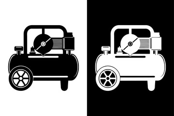 Obraz premium High-Quality Air Compressor Silhouette Vector Icon Black And White Background.
