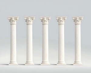 Five Classic Columns for White Background.