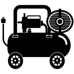  High-Quality Air Compressor Silhouette Vector Icon White Background