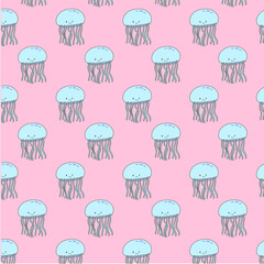 Cute Underwater Sea Animals Wallpaper Pattern on background