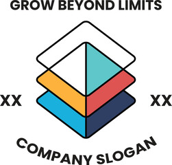 Illustration in the concept of business overlapping squares in line style