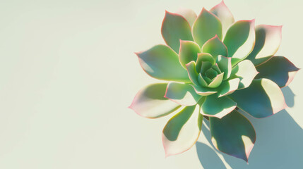 Realistic succulent echeveria agavoid on minimalist light background for design