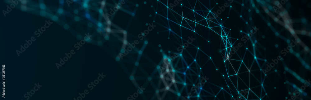 Poster polygonal background with dots and lines. network connection structure. science and technology. 3d