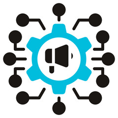 Advertising Technology Glyph Blue Grey Icon