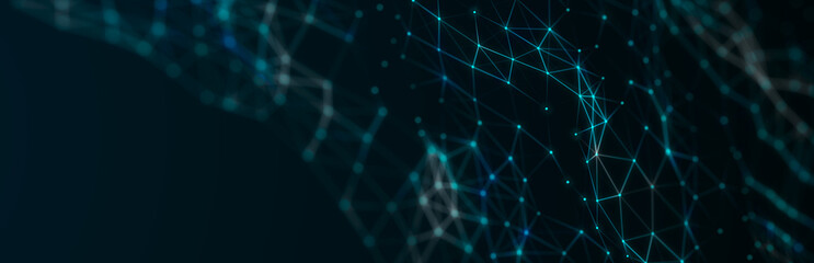 Polygonal background with dots and lines. Network connection structure. Science and technology. 3d