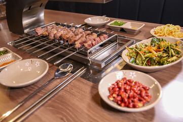 Chinese food. Grilled lamb skewers.