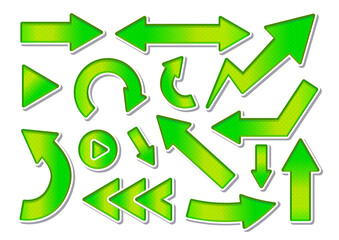 緑色のグラデーションの矢印セット イラスト