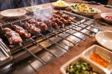 Chinese food. Grilled lamb skewers.