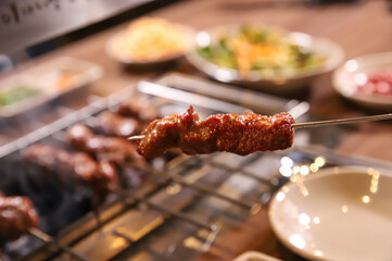 Chinese food. Grilled lamb skewers.