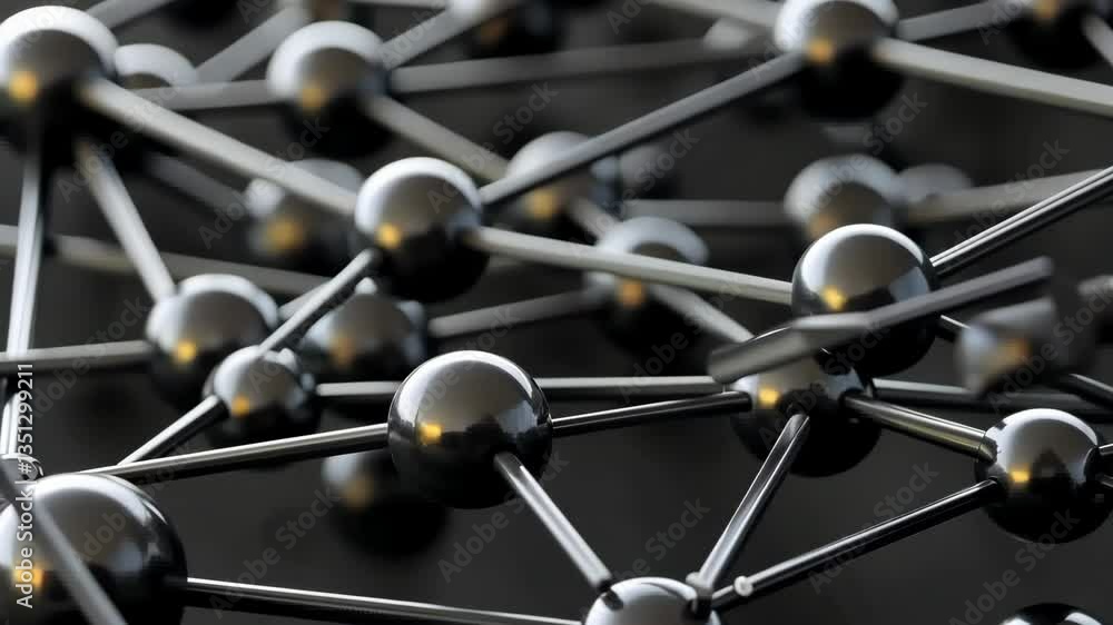 Poster Stunning visuals highlight interconnected metallic spheres, symbolizing the complex systems driving innovation in technology, especially in the dynamic field of artificial intelligence