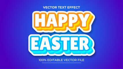 Happy easter day 3d editable vector text effect with color style
