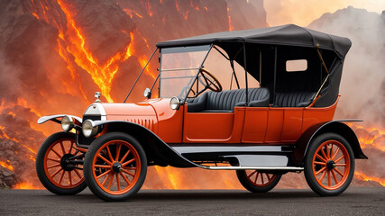 Naklejka premium vintage car on the street