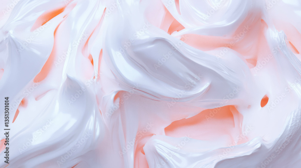 Poster Soft and fluffy marshmallows texture with chaotic whipped cream swirls for design and print