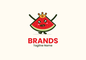 Cute watermelon king logo design for your brand