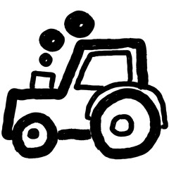 Farm Tractor Icon with bold and rustic style. Ideal for agricultural-themed graphics, farmhouse decor, and rural illustrations. Perfect for creative projects and farming art.