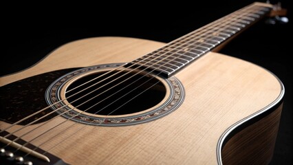 Fototapeta premium acoustic guitar on black background